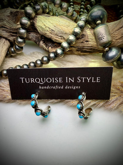 Turquoise Snake Eye Hoop Earrings