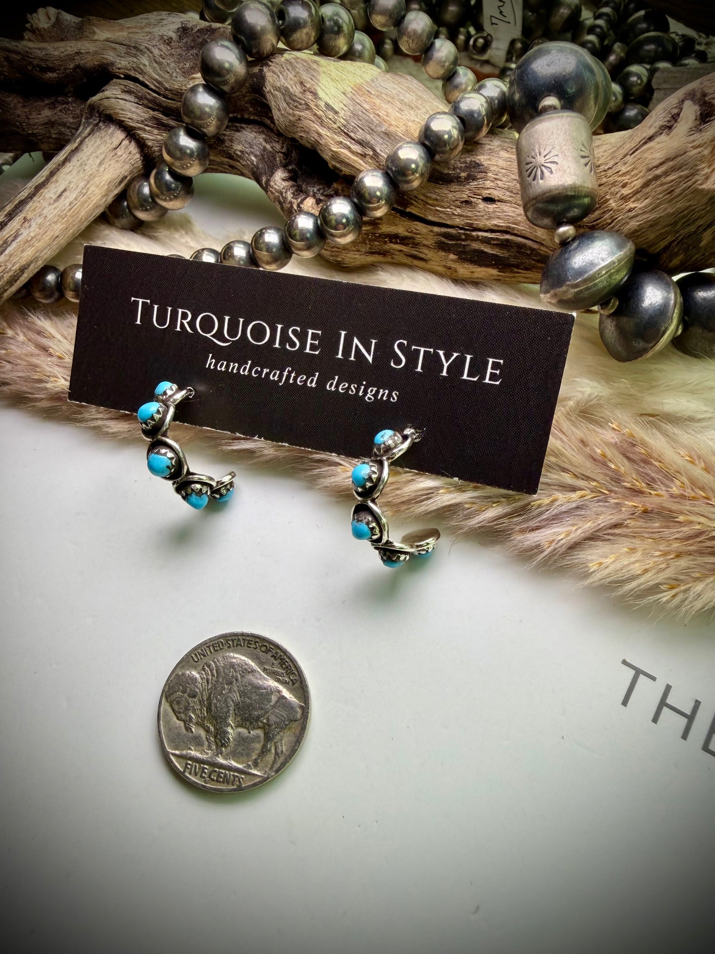 Turquoise Snake Eye Hoop Earrings