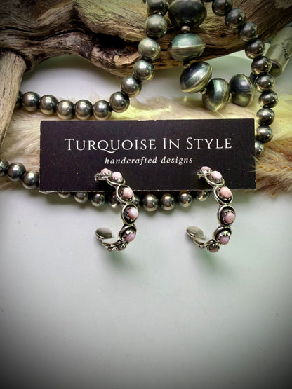 Zuni Snake Eye Hoops- Pink Conch