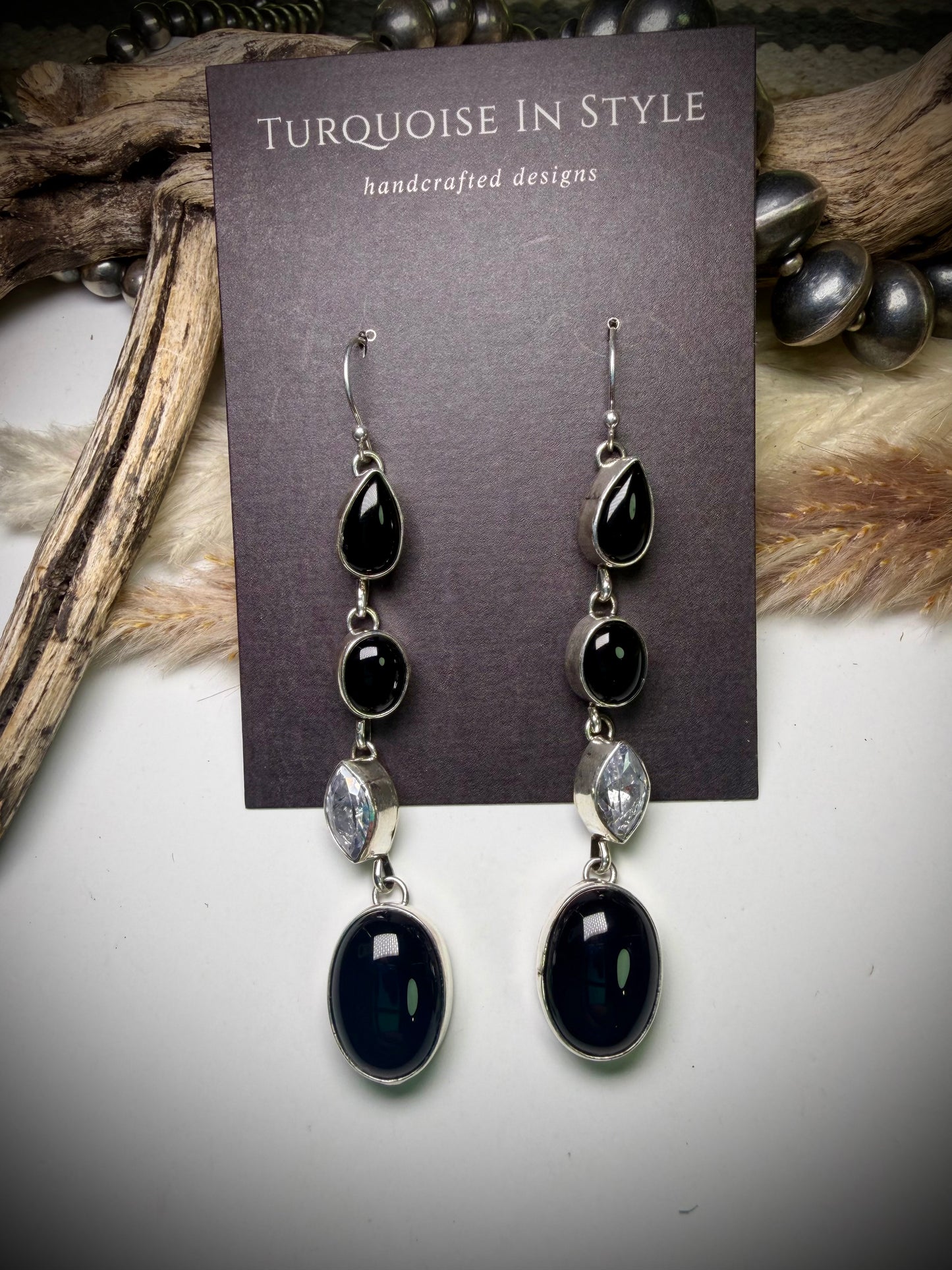 Rena Shelly Onyx & CZ Earrings