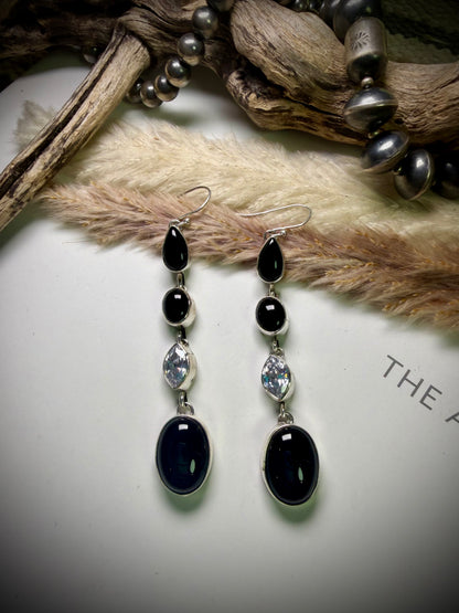 Rena Shelly Onyx & CZ Earrings