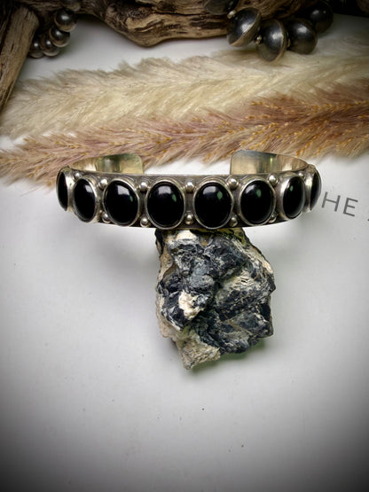 Federico Black Onyx Single Row Bracelet- Large "North to South"