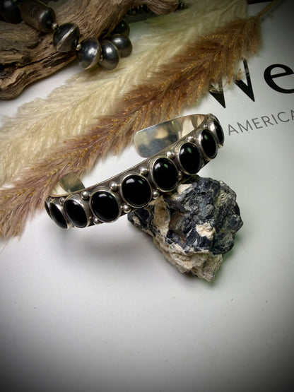 Federico Black Onyx Single Row Bracelet- Medium "North to South"