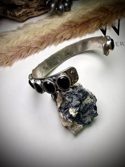 Federico Black Onyx Single Row Bracelet- Large "North to South"