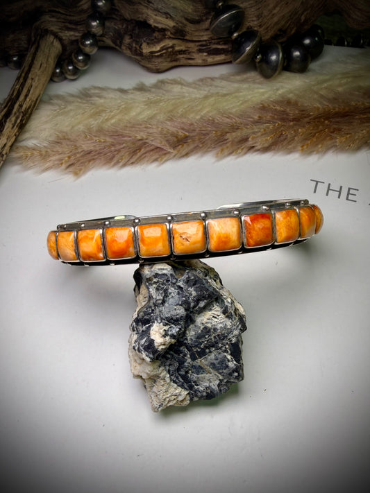 Federico Orange Spiny Single Row Bracelet- 7" wrist