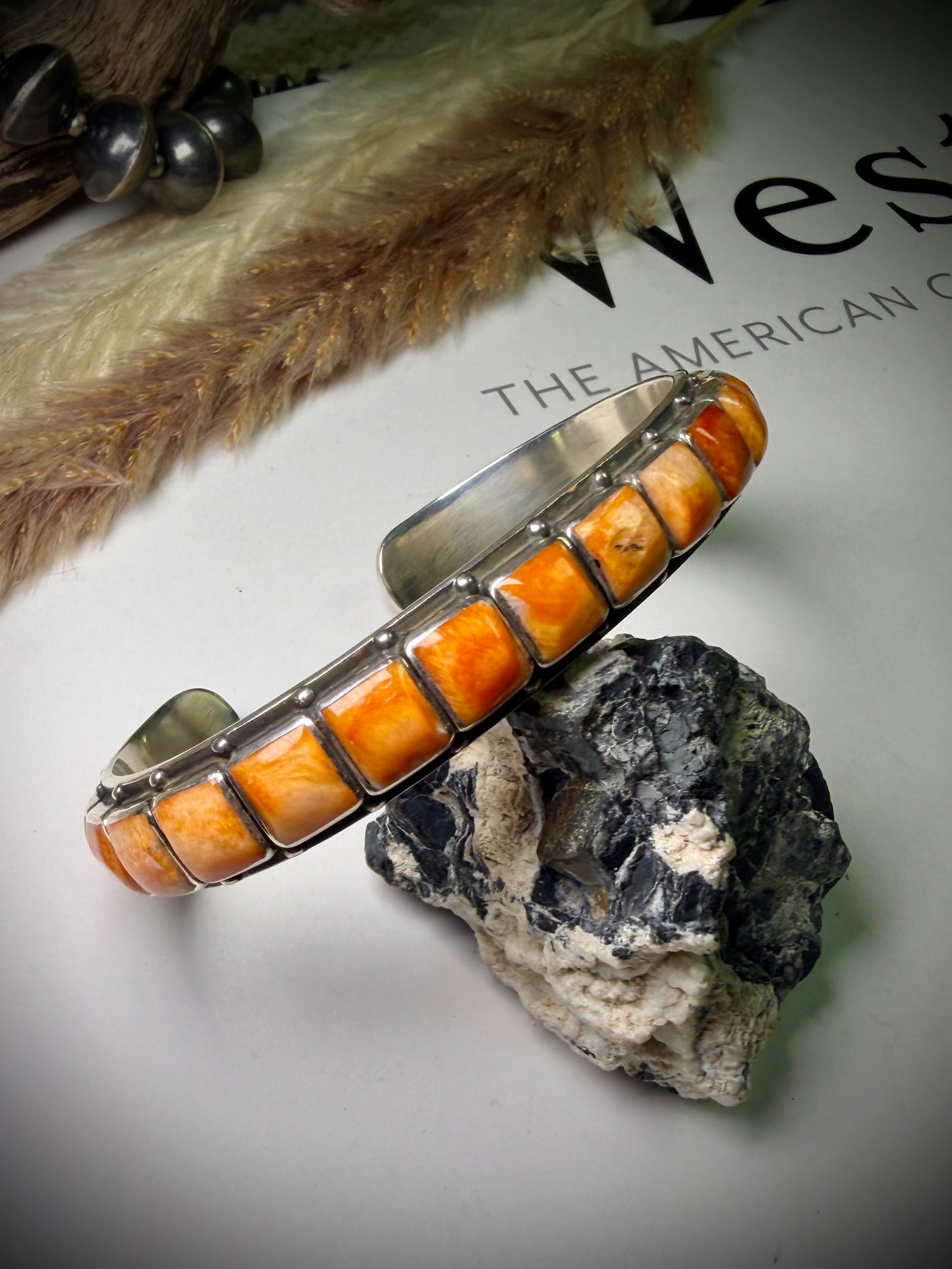 Federico Orange Spiny Single Row Bracelet- 7" wrist
