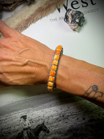 Federico Orange Spiny Single Row Bracelet- 7" wrist