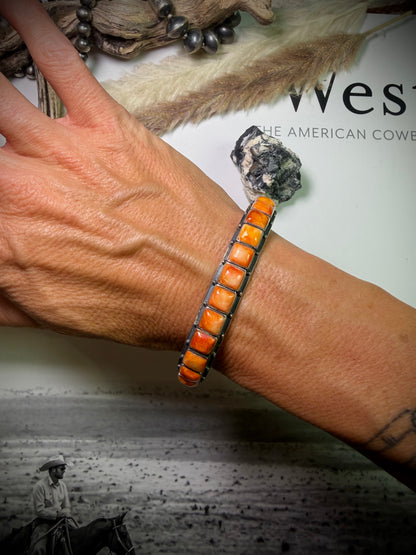 Federico Orange Spiny Single Row Bracelet- 6 3/4"