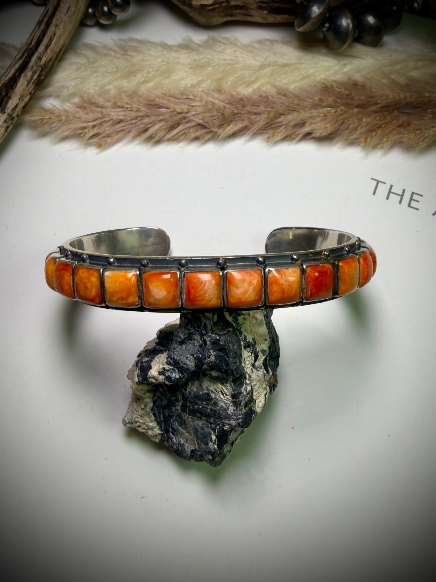 Federico Orange Spiny Single Row Bracelet- 6 3/4"