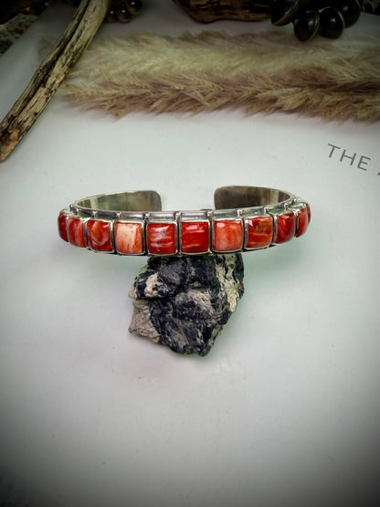 Federico Red Spiny Single Row Bracelet- 6 1/4"