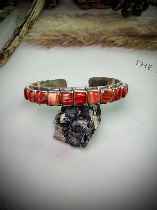 Federico Red Spiny Single Row Bracelet- 6 1/4"