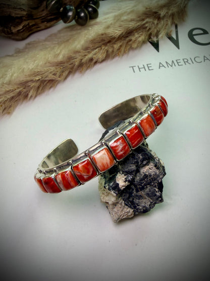 Federico Red Spiny Single Row Bracelet- 6 1/4"