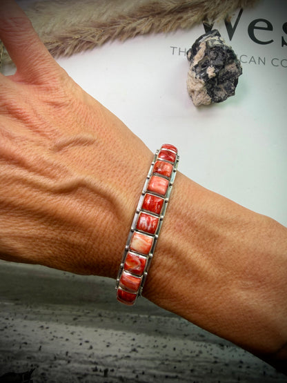 Federico Red Spiny Single Row Bracelet- 6 1/4"