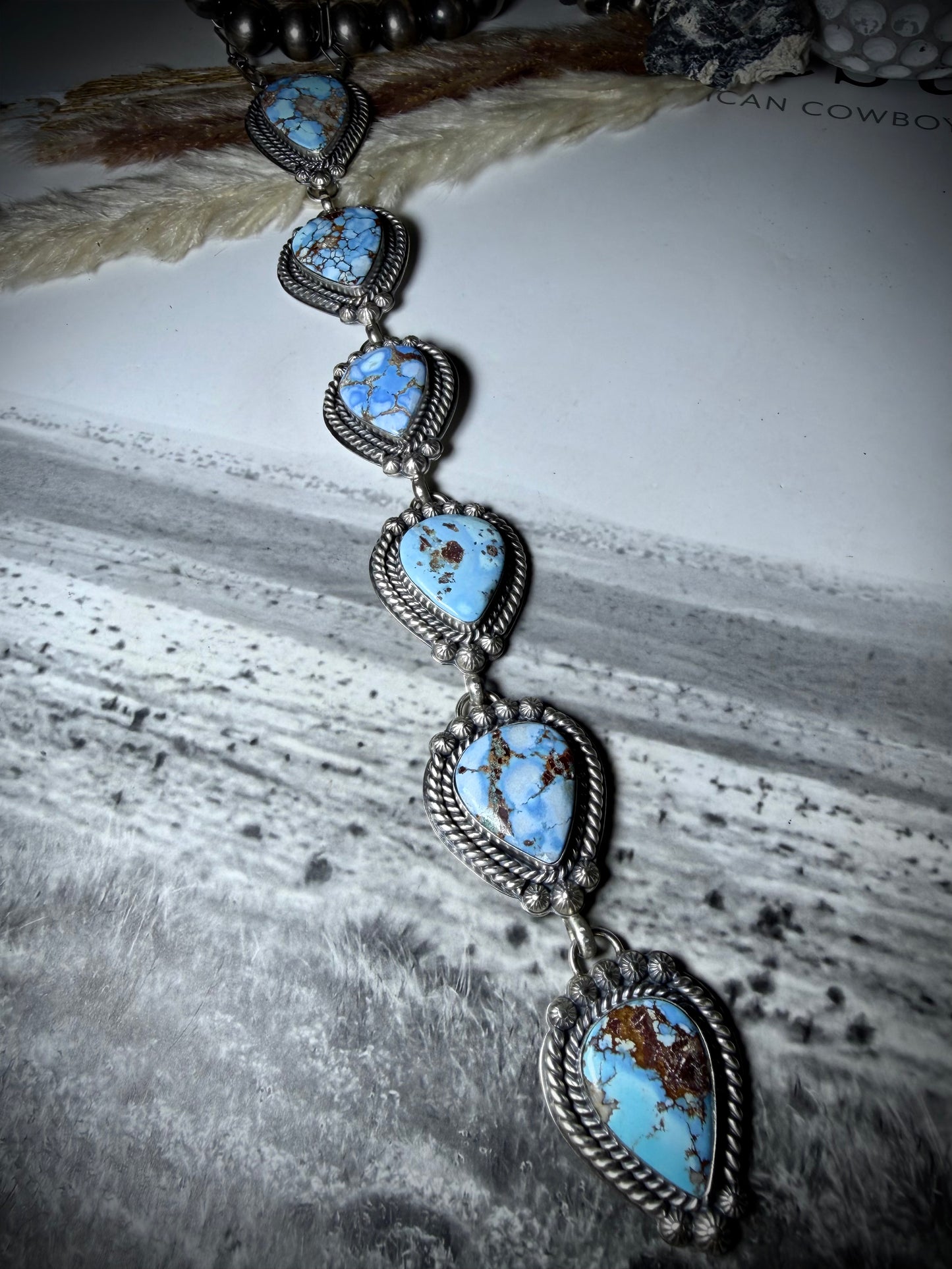 Golden Hills Six Stone Tie Lariat Necklace