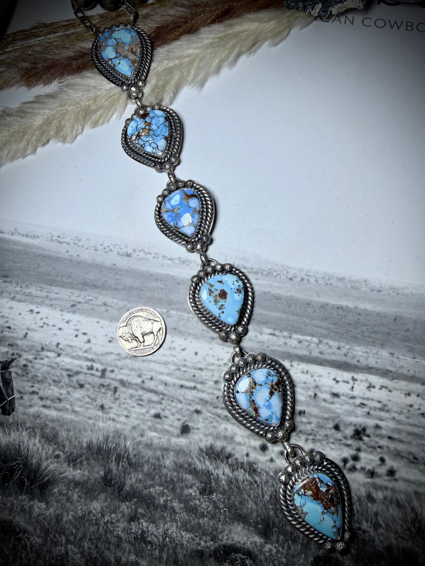 Golden Hills Six Stone Tie Lariat Necklace