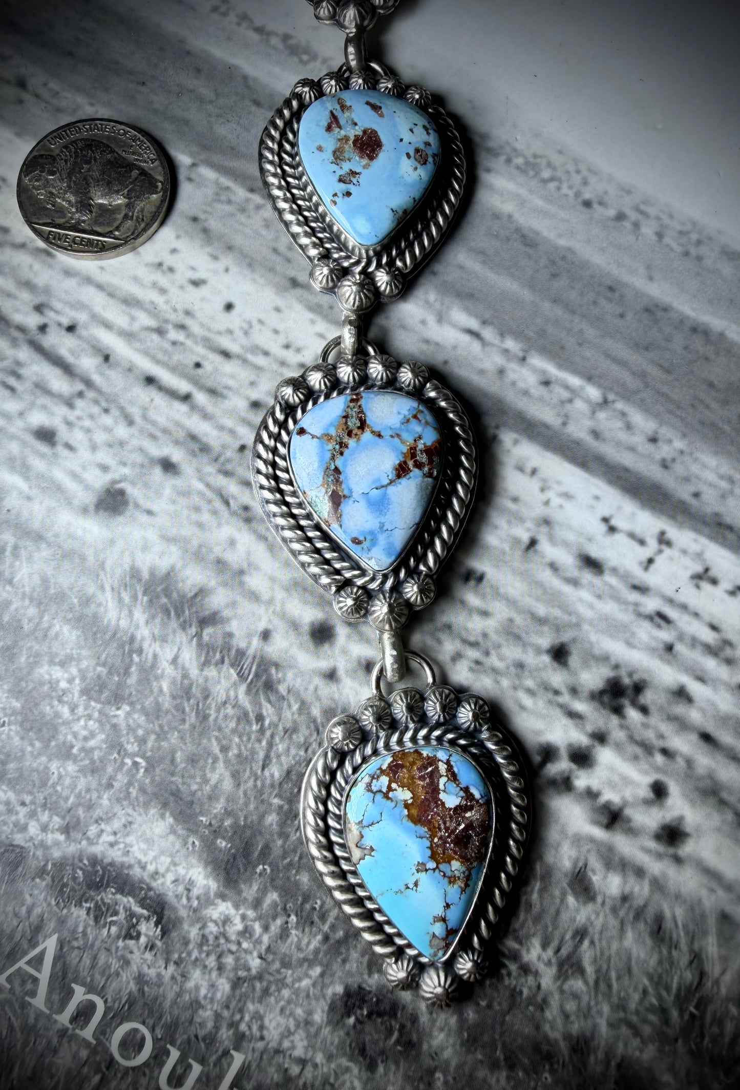 Golden Hills Six Stone Tie Lariat Necklace