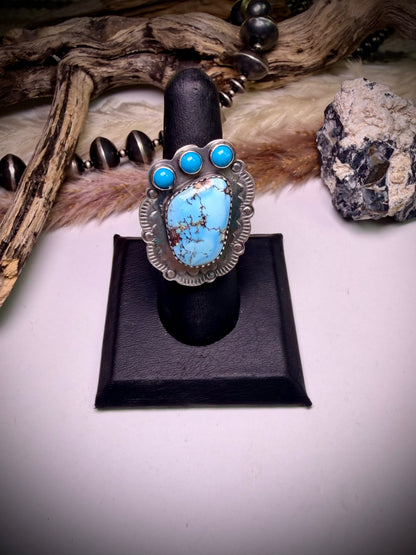 Adjustable Golden Hills & Sleeping Beauty Turquoise Ring