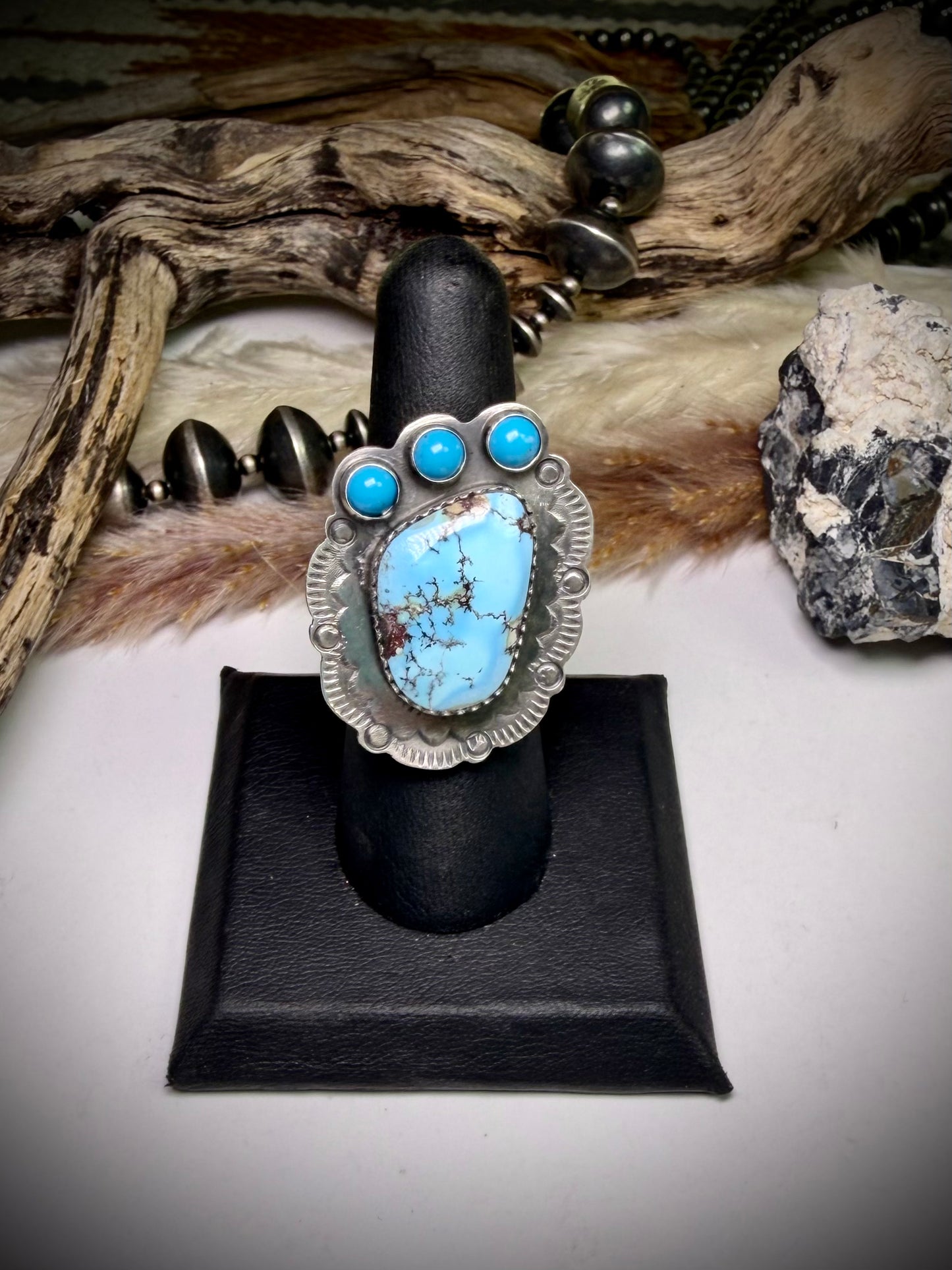 Adjustable Golden Hills & Sleeping Beauty Turquoise Ring