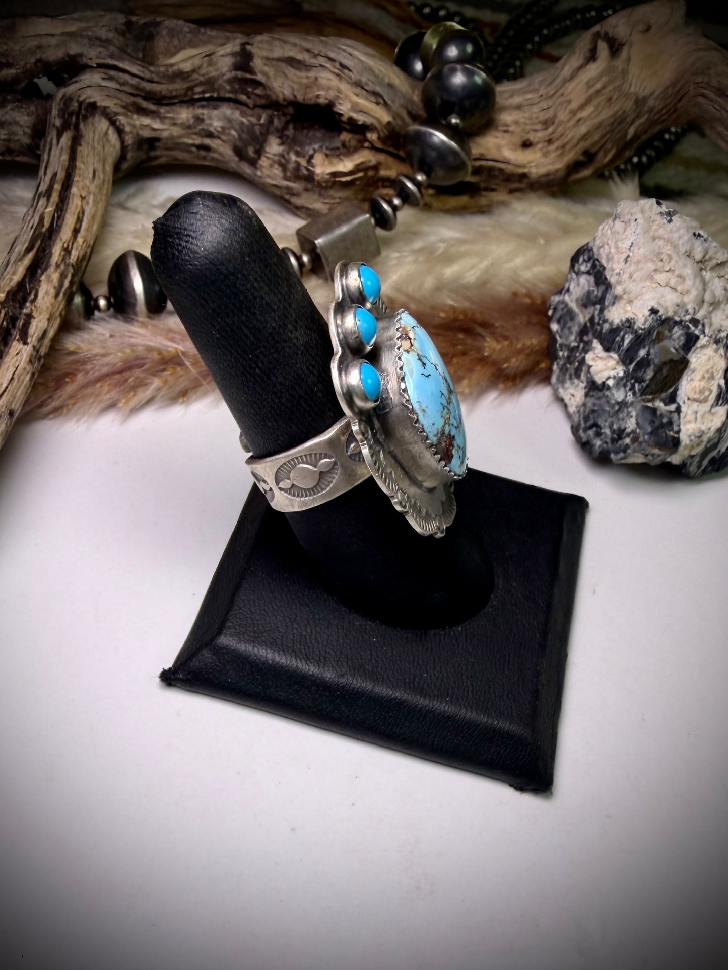 Adjustable Golden Hills & Sleeping Beauty Turquoise Ring