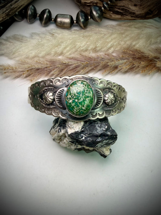 Dark Green Sonoran Oval Stone Cuff