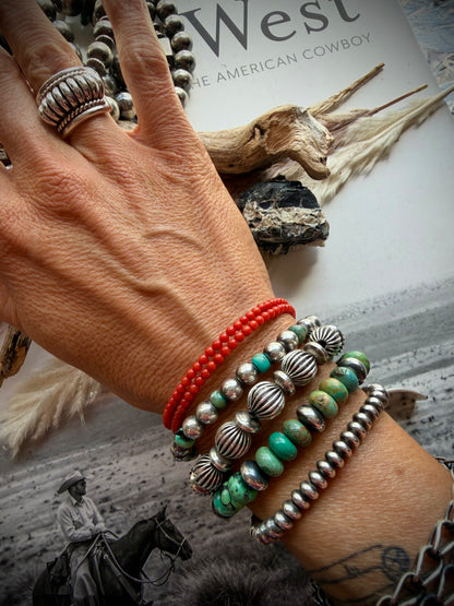 Red Coral Memory Wire Bracelet