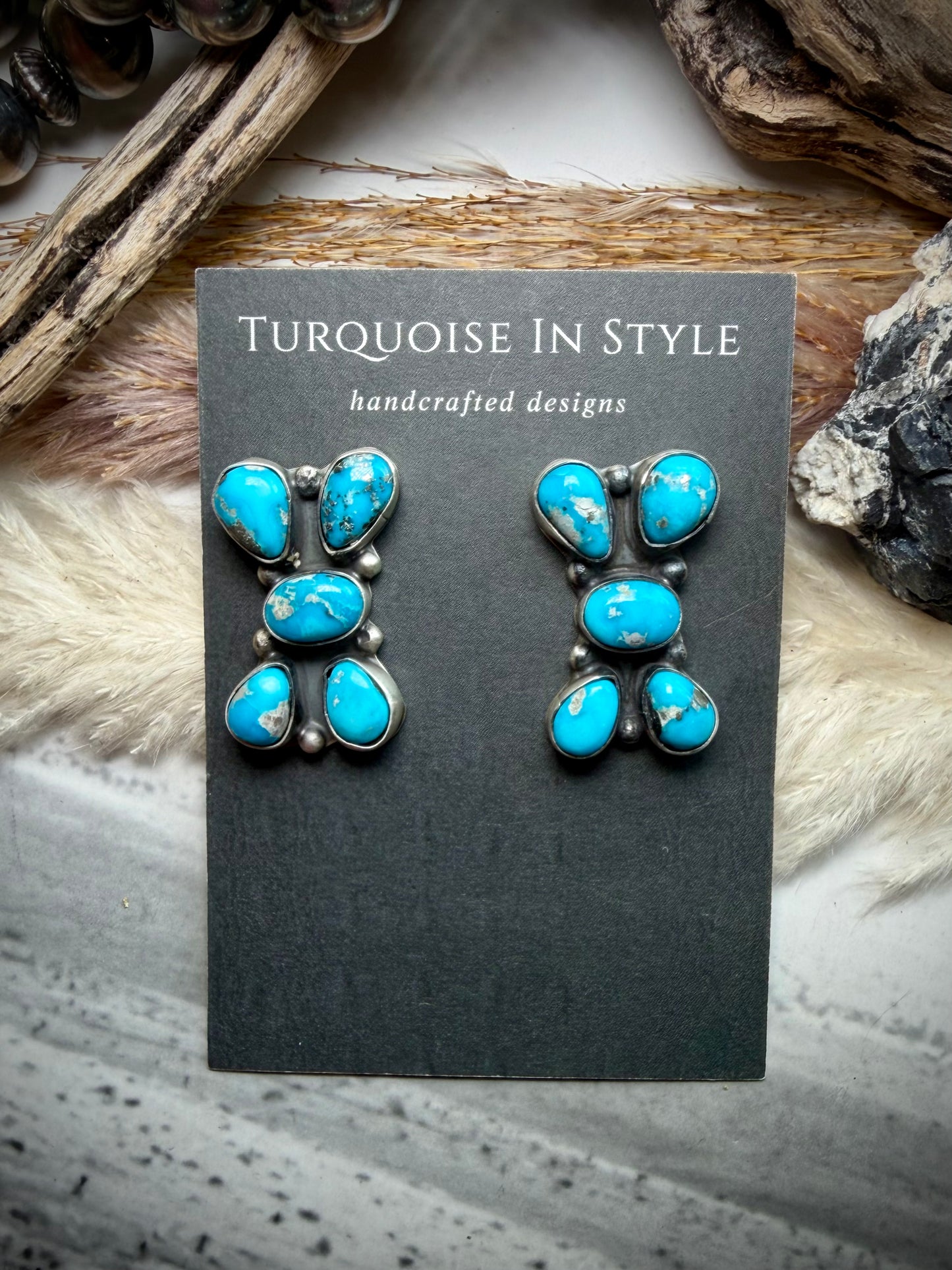 Ella Peter Bluebird Turquoise Five Stone Earrings