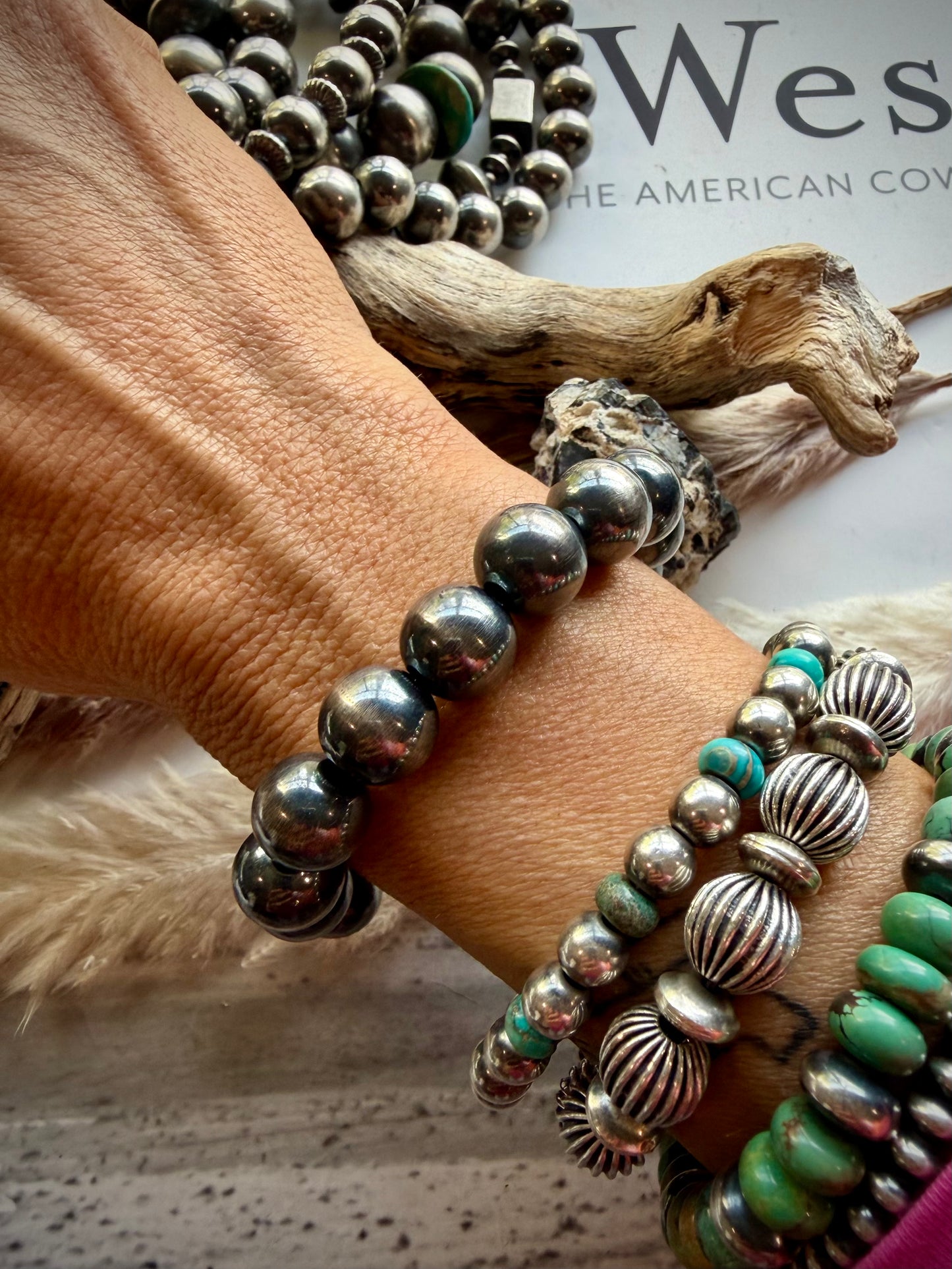 12mm Sterling Pearl Stretch Bracelet