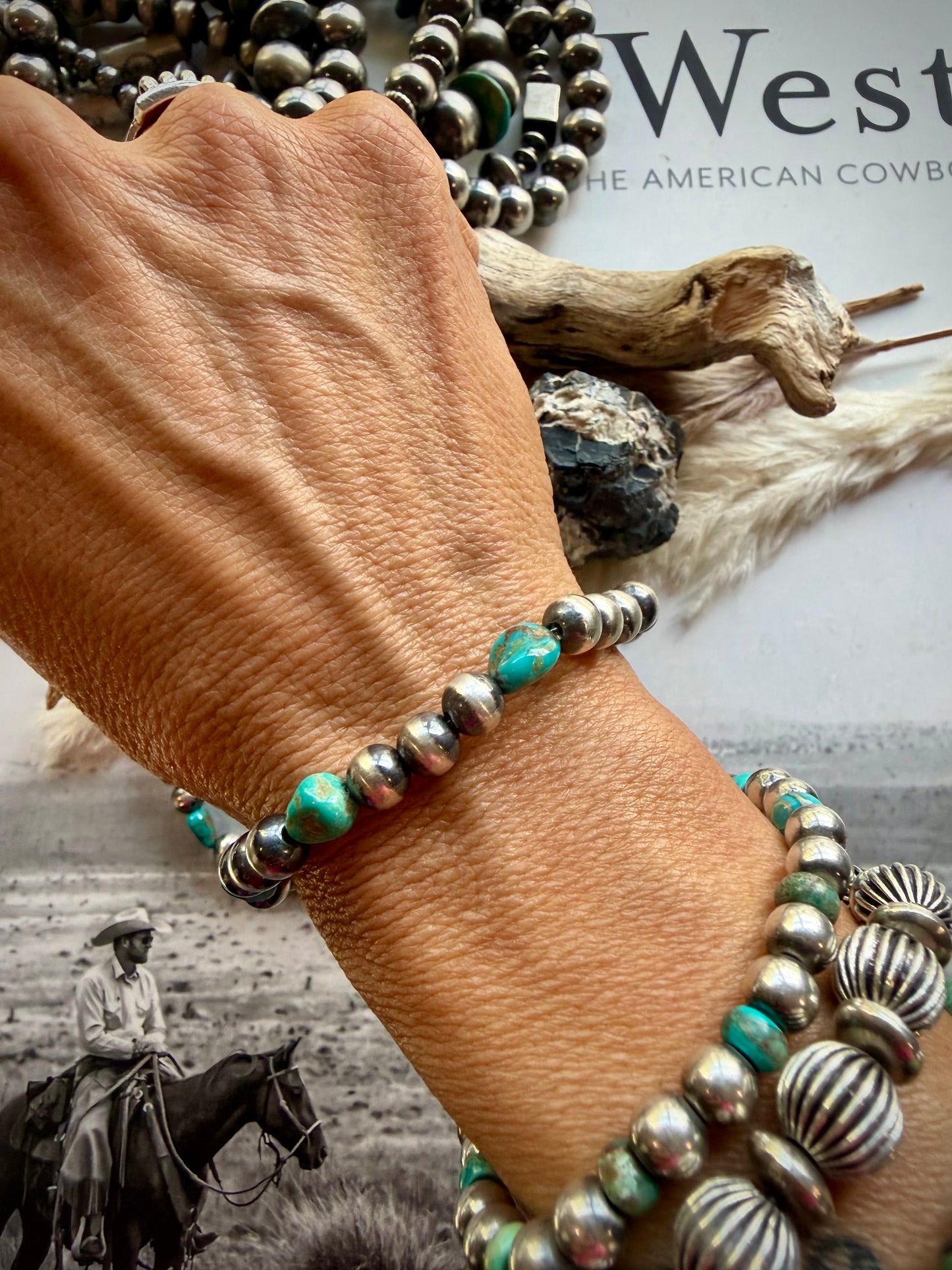 7 mm Sterling Pearls & Royston Stretch Bracelets