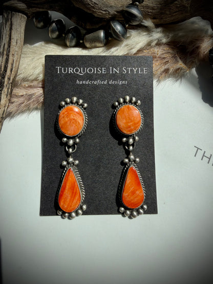 Orange Spiny Earrings by Debra Smith