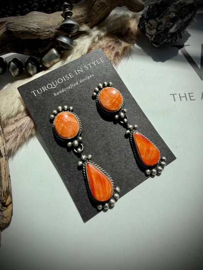 Orange Spiny Earrings by Debra Smith