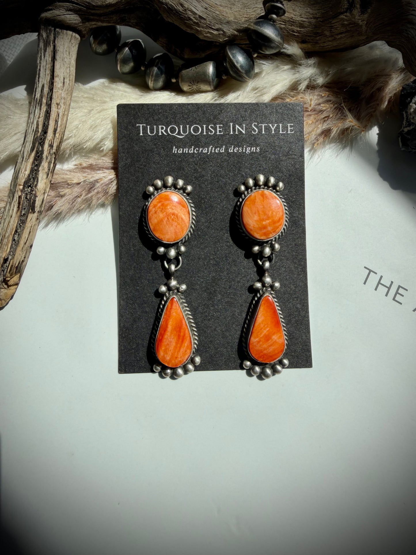 Orange Spiny Earrings by Debra Smith