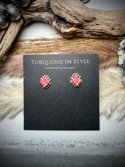 Disco Pink Opal Stud