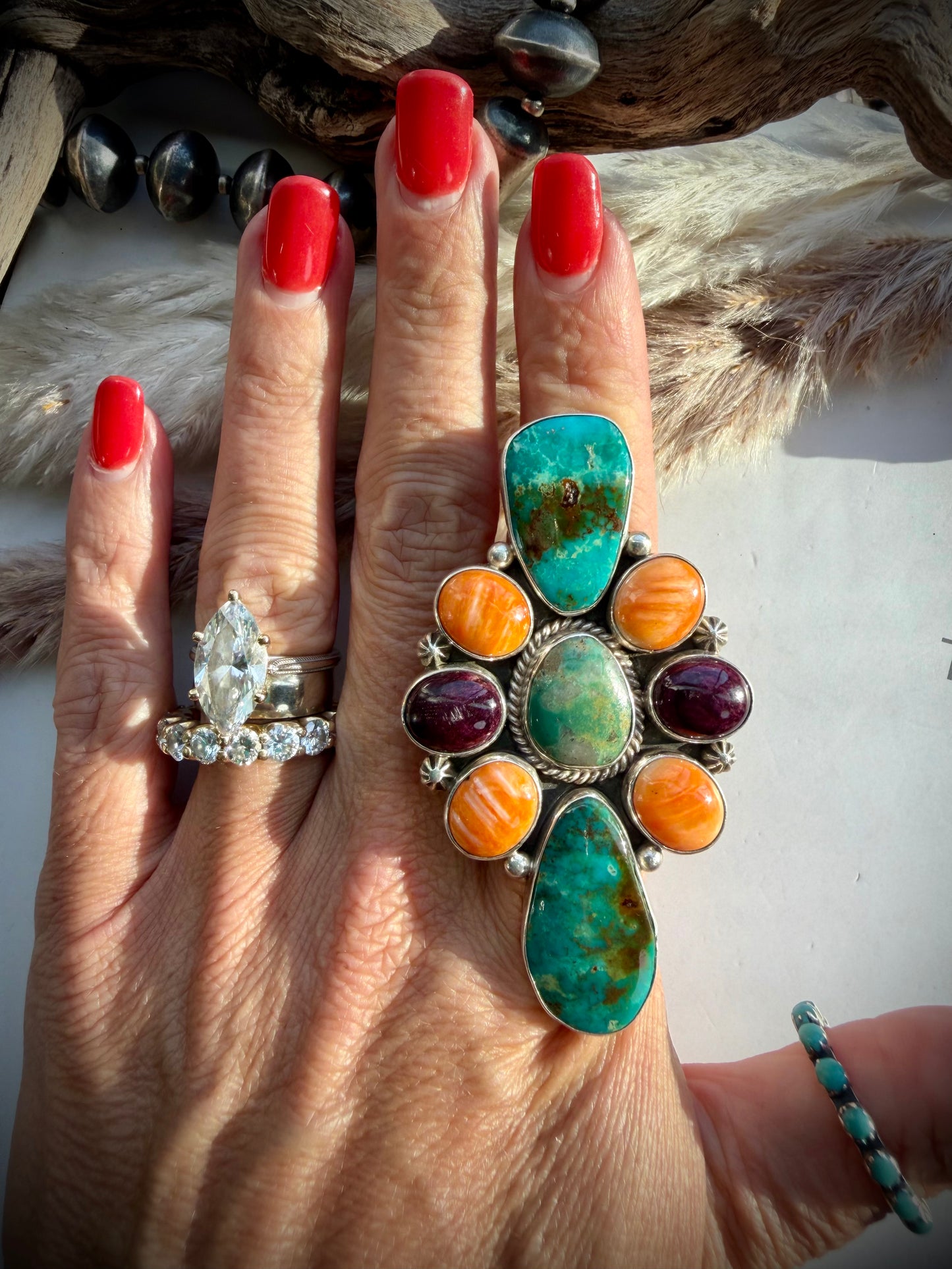 Royston & Spiny Ring by MJ Garcia- Adjustable