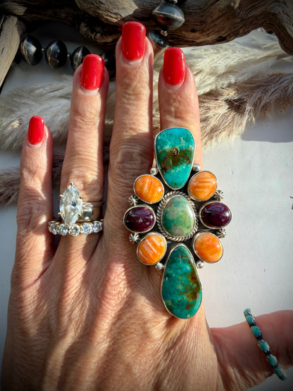 Royston & Spiny Ring by MJ Garcia- Adjustable
