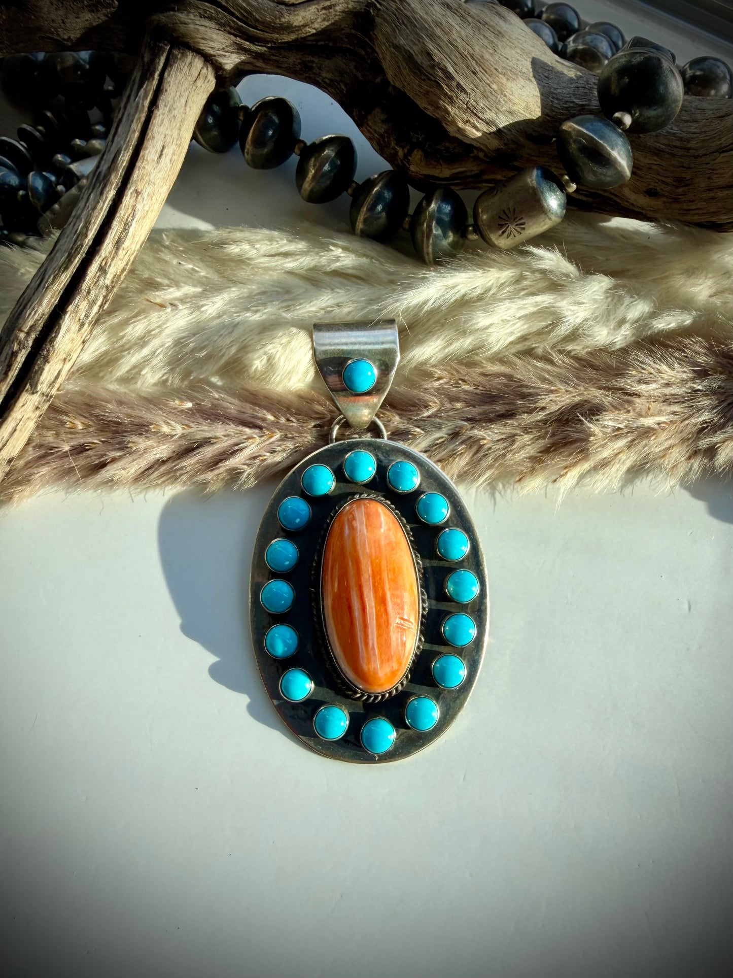 Sleeping Beauty and Orange Spiny Pendant