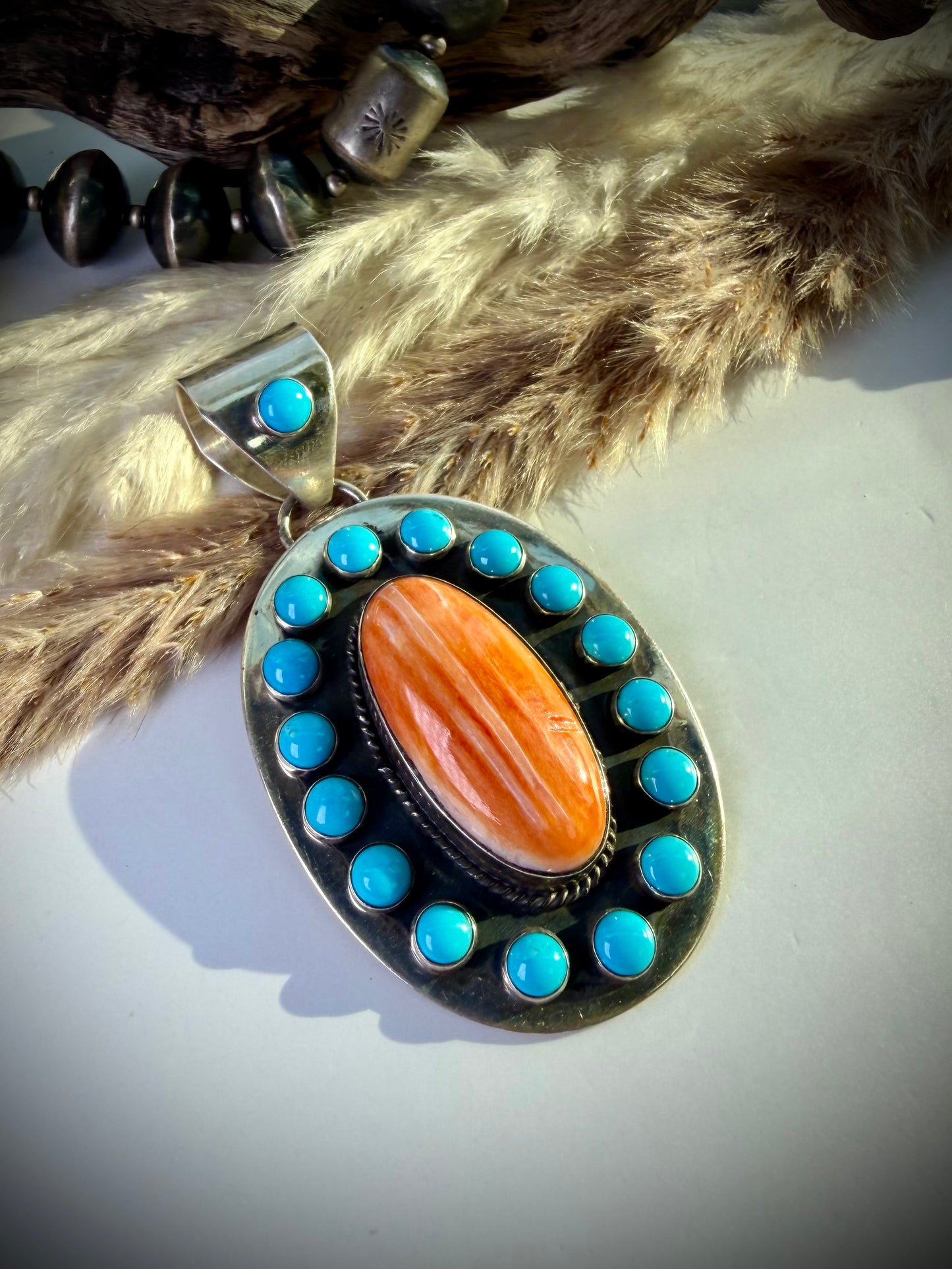 Sleeping Beauty and Orange Spiny Pendant