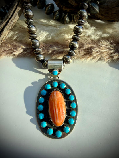 Sleeping Beauty and Orange Spiny Pendant