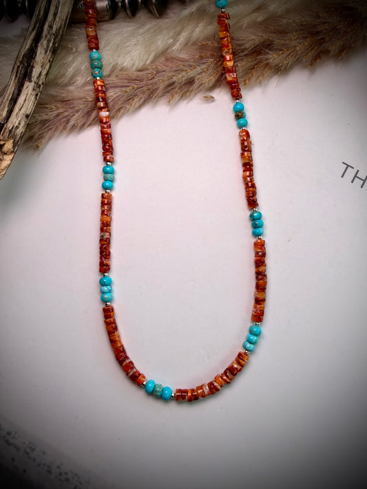 17" Red/Orange Spiny Necklace