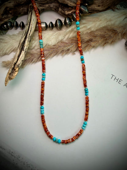 17" Red/Orange Spiny Necklace