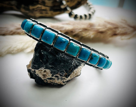 Federico Blue Turquoise Square Single Row Bracelets