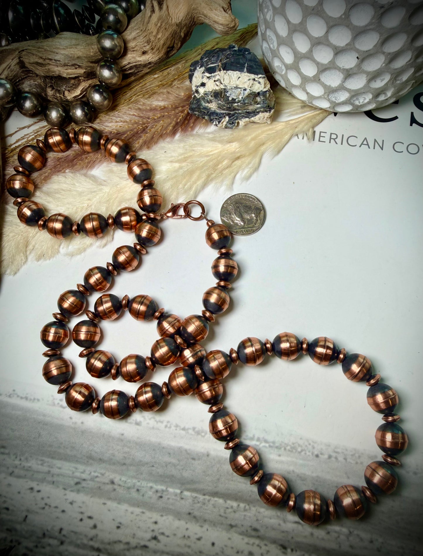 30" Copper Pearl Necklace