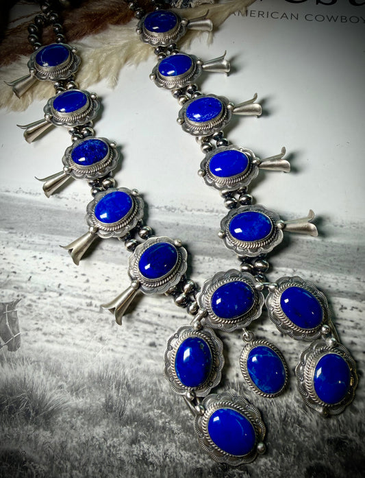 Lapis Squash Blossom Necklace