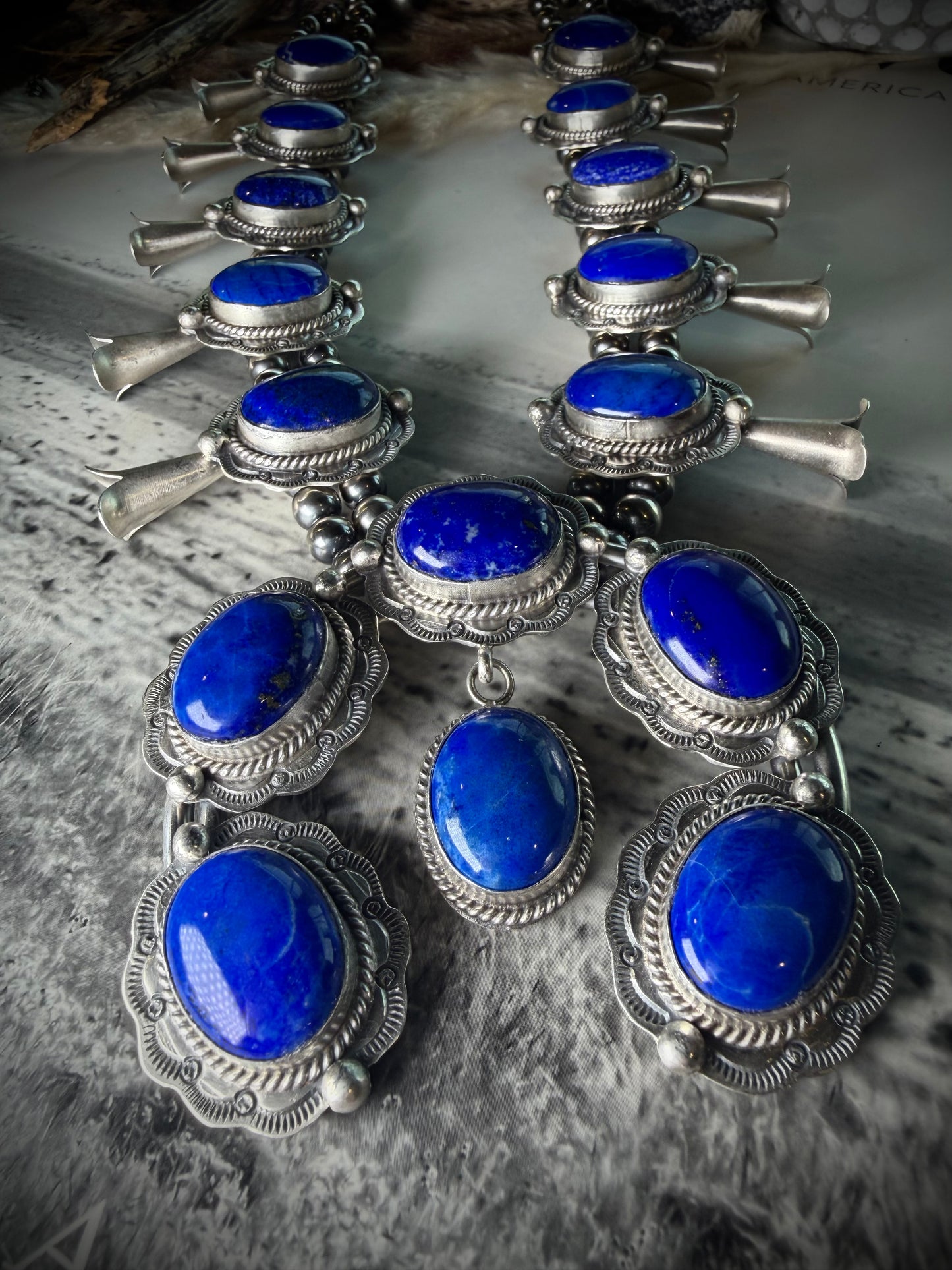 Lapis Squash Blossom Necklace