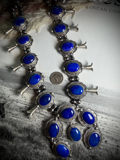 Lapis Squash Blossom Necklace