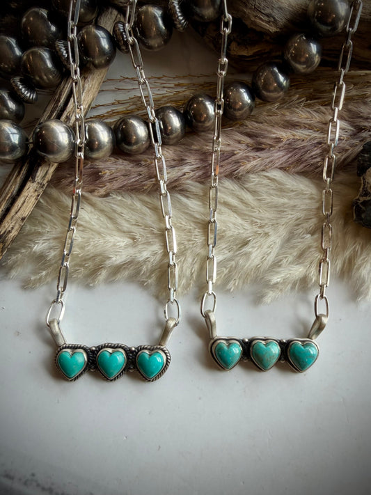 Turquoise Heart Bar Necklace