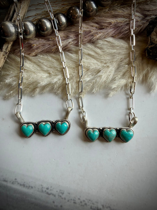 Turquoise Heart Bar Necklace
