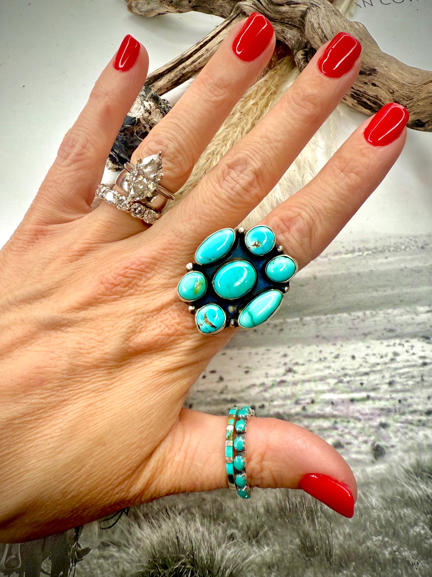Ella Peter Seven Stone Cluster Ring – Size 8