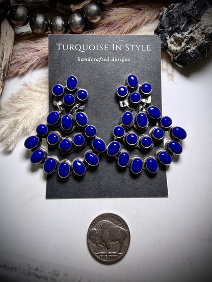 Lapis Chandelier Stud Dangle Earrings