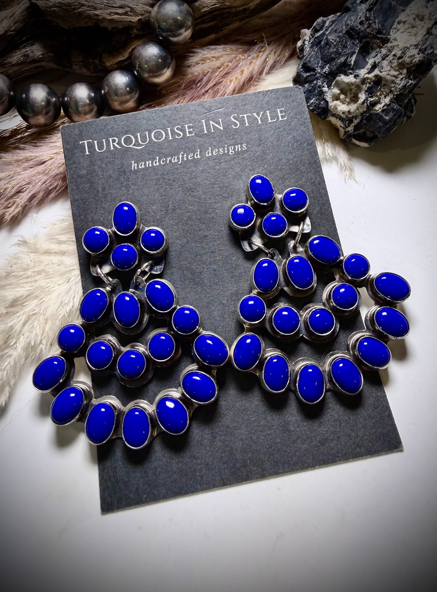 Lapis Chandelier Stud Dangle Earrings