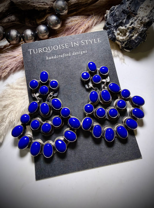 Lapis Chandelier Stud Dangle Earrings